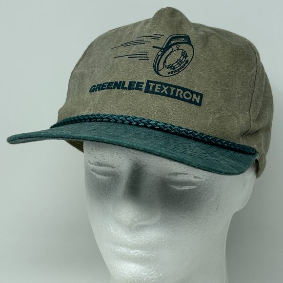 Vintage 90s Greenlee Textron Hat Baseball Cap Steel Fish Tape Snapback Beige - Picture 9 of 9